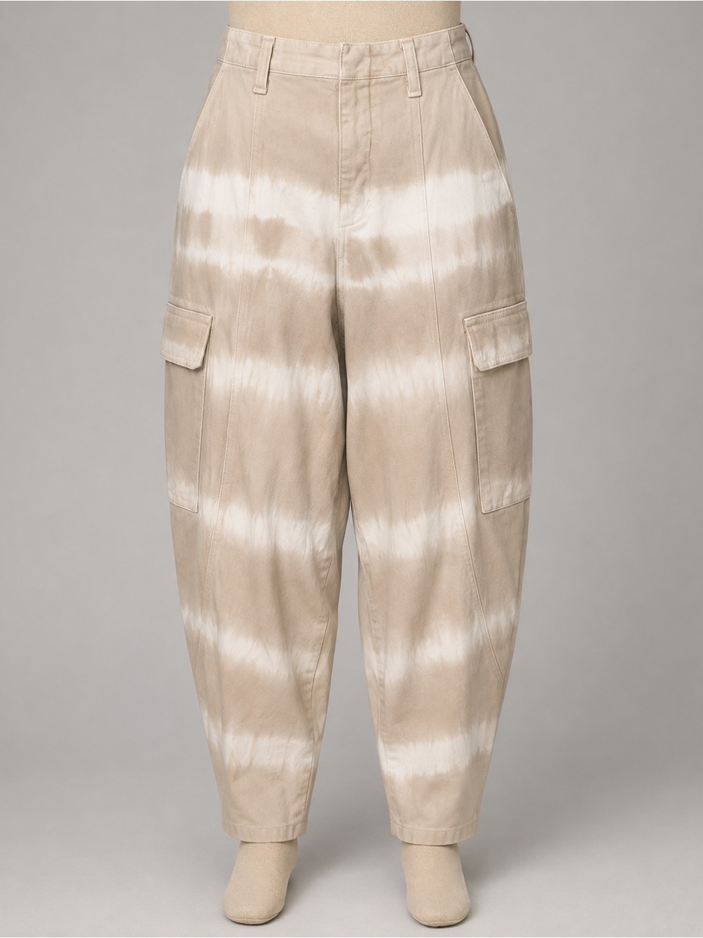 Stella McCartney Men's Tie-Dye Cargo Pants in Beige and White